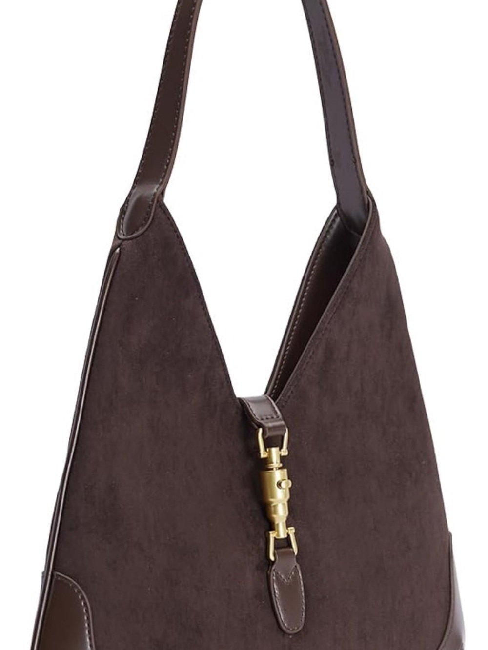 Urban Revivo Brown Suede Bag with Gold Hardware - Picture 2 of 8